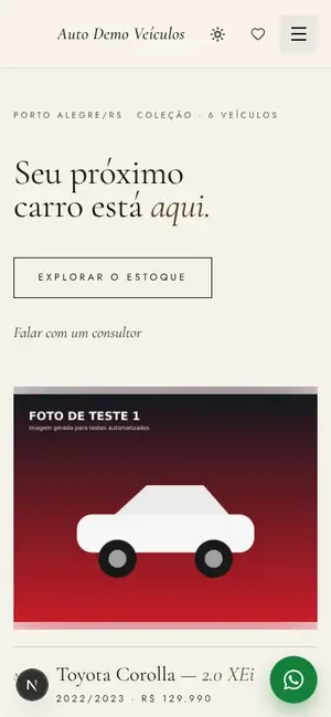 Prévia do tema Luxury Atelier no celular